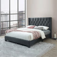 Load image into Gallery viewer, REEM - Black Upholstered Platform Tufted Velvet Bed, No Box Spring Needed