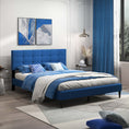 Load image into Gallery viewer, Dura Bed Frame with Button Tufted Headboard - Blue