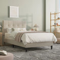 Load image into Gallery viewer, Dura Bed Frame with Button Tufted Headboard - Beige