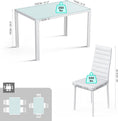 Cargar la imagen en la vista de la galería, TYLER White Glass Dining Table Set (Table and 4 Chairs) - 5 Piece