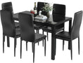 Load image into Gallery viewer, TYLER Black Glass Dining Table Set (Table and 6 Chairs) - 7 Piece