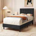 Load image into Gallery viewer, Dura Bed Frame with Button Tufted Headboard - Black