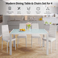Cargar la imagen en la vista de la galería, TYLER White Glass Dining Table Set (Table and 4 Chairs) - 5 Piece