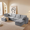 Cargar la imagen en la vista de la galería, HOMARY U-SHAPE Tufted Velvet Convertible Modular Sectional 7 Seater