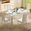 Cargar la imagen en la vista de la galería, TYLER White Glass Dining Table Set (Table and 4 Chairs) - 5 Piece
