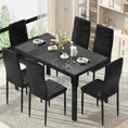 Load image into Gallery viewer, TYLER Black Glass Dining Table Set (Table and 6 Chairs) - 7 Piece