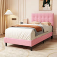 Load image into Gallery viewer, Dura Bed Frame with Button Tufted Headboard - Pink