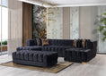 Load image into Gallery viewer, Ariana Black Velvet Double Chaise 138" Sectional