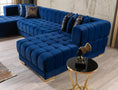 Cargar la imagen en la vista de la galería, Ariana Blue Velvet Double Chaise 138" Sectional