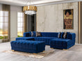 Cargar la imagen en la vista de la galería, Ariana Blue Velvet Double Chaise 138" Sectional