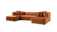Cargar la imagen en la vista de la galería, Elisha Velvet Double Chaise Sectional - Orange
