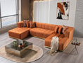 Cargar la imagen en la vista de la galería, Elisha Velvet Double Chaise Sectional - Orange