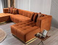 Cargar la imagen en la vista de la galería, Elisha Velvet Double Chaise Sectional - Orange