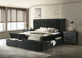 Cargar la imagen en la vista de la galería, JASMINE CHARCOAL - Boucle Upholstered Storage Panel Bed