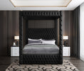 Cargar la imagen en la vista de la galería, MIRA BLACK - Upholstered Canopy Bed