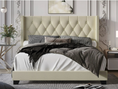 Cargar la imagen en la vista de la galería, REEM - Beige Upholstered Platform Tufted Velvet Bed, No Box Spring Needed