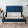 Load image into Gallery viewer, Dura Bed Frame with Button Tufted Headboard - Blue