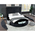 Cargar la imagen en la vista de la galería, SERENE NEST Black - Circle Velvet Tufted Upholstered Platform Storage Bed
