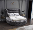 Load image into Gallery viewer, SERENE NEST Grey - Circle Velvet Tufted Upholstered Platform Storage Bed