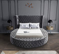 Load image into Gallery viewer, SERENE NEST Grey - Circle Velvet Tufted Upholstered Platform Storage Bed