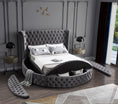 Load image into Gallery viewer, SERENE NEST Grey - Circle Velvet Tufted Upholstered Platform Storage Bed