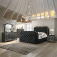 Cargar la imagen en la vista de la galería, VALENTINA BLACK Velvet Upholstered Bed