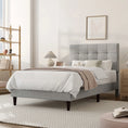 Cargar la imagen en la vista de la galería, Dura Bed Frame with Button Tufted Headboard - Grey