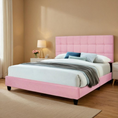 Load image into Gallery viewer, Dura Bed Frame with Button Tufted Headboard - Pink