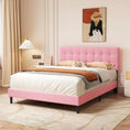 Load image into Gallery viewer, Dura Bed Frame with Button Tufted Headboard - Pink