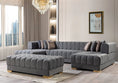 Load image into Gallery viewer, Ariana Gray Velvet Double Chaise 138" Sectional