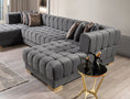 Load image into Gallery viewer, Ariana Gray Velvet Double Chaise 138" Sectional
