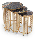 Cargar la imagen en la vista de la galería, Flora Gold Side Coffee Table 3PC