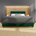 Load image into Gallery viewer, Adana Green Velvet Bed With Diamonds