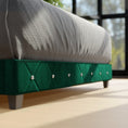Load image into Gallery viewer, Adana Green Velvet Bed With Diamonds