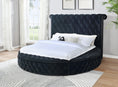 Cargar la imagen en la vista de la galería, SERENE NEST Black - Circle Velvet Tufted Upholstered Platform Storage Bed