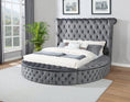 Load image into Gallery viewer, SERENE NEST Grey - Circle Velvet Tufted Upholstered Platform Storage Bed
