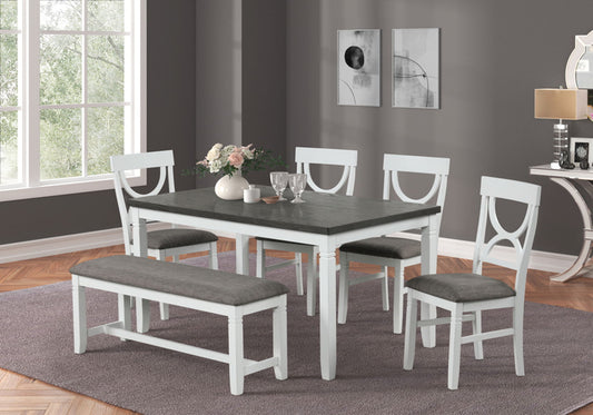 ALPHA Dining Table With 4 Chairs + Bench