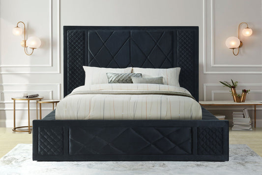 AMIRA BLACK - Platform Bed With 2 Pre-Assembled Storage