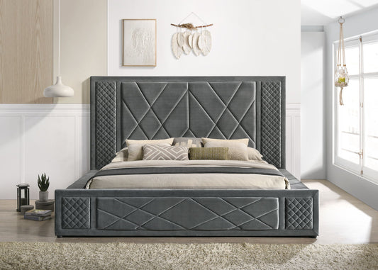 AMIRA GREY - Platform Bed With 2 Pre-Assembled Storage