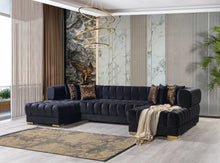 Cargar imagen en el visor de la galería, Ariana Black Velvet Double Chaise 138&quot; Sectional
