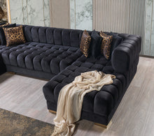 Cargar imagen en el visor de la galería, Ariana Black Velvet Double Chaise 138&quot; Sectional
