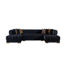 Cargar imagen en el visor de la galería, Ariana Black Velvet Double Chaise 138&quot; Sectional
