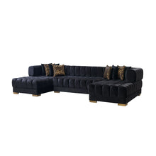 Cargar imagen en el visor de la galería, Ariana Black Velvet Double Chaise 138&quot; Sectional
