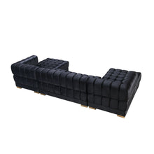 Cargar imagen en el visor de la galería, Ariana Black Velvet Double Chaise 138&quot; Sectional
