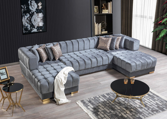 Ariana Gray Velvet Double Chaise 138" Sectional