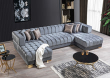 Load image into Gallery viewer, Ariana Gray Velvet Double Chaise 138&quot; Sectional
