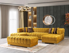 Load image into Gallery viewer, Ariana Mustard Velvet Double Chaise 138&quot; Sectional
