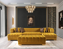 Load image into Gallery viewer, Ariana Mustard Velvet Double Chaise 138&quot; Sectional
