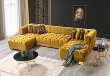 Load image into Gallery viewer, Ariana Mustard Velvet Double Chaise 138&quot; Sectional
