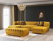 Load image into Gallery viewer, Ariana Mustard Velvet Double Chaise 138&quot; Sectional
